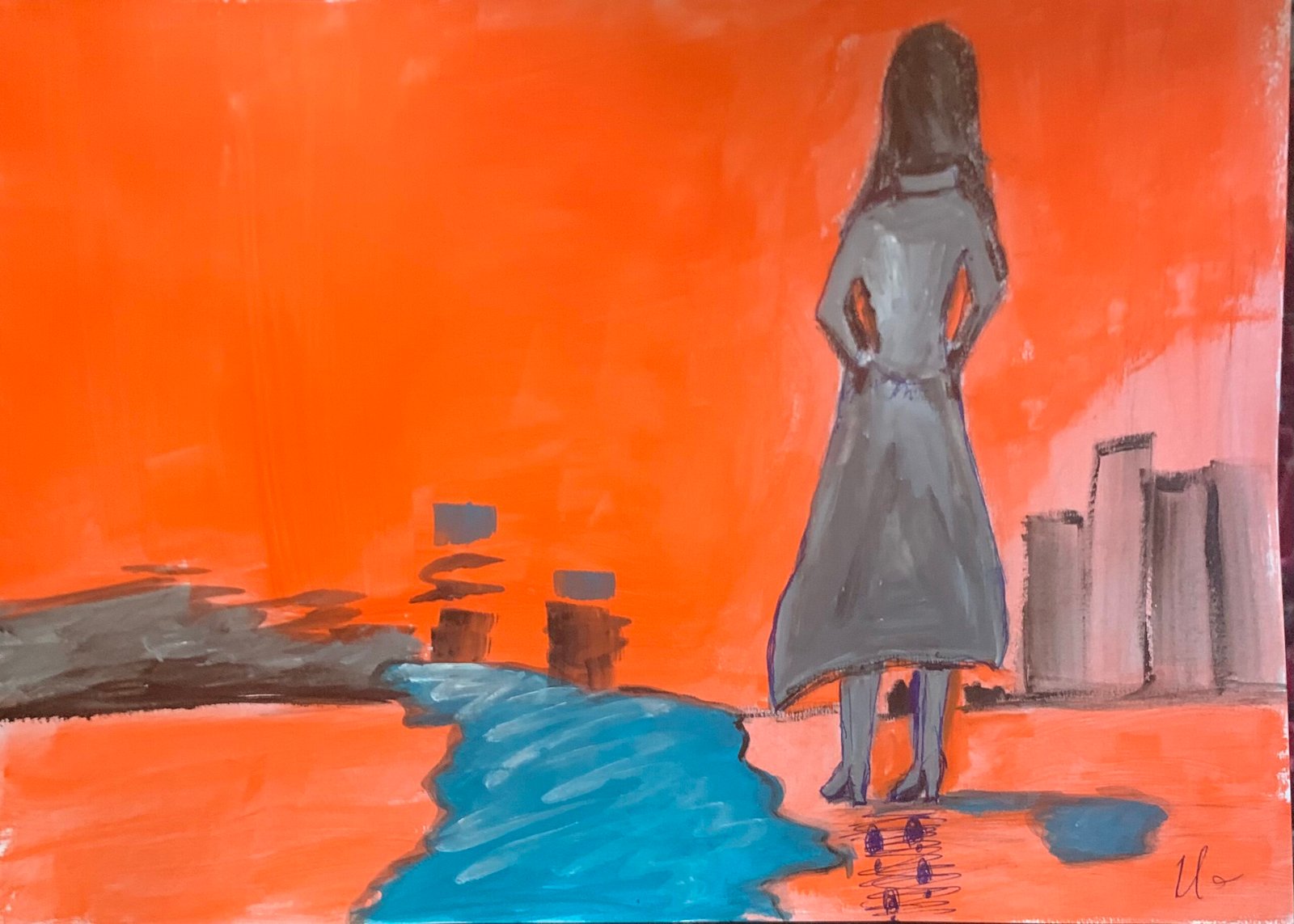 After the Rain artwork 4 by Tila the Artist, woman in reflection